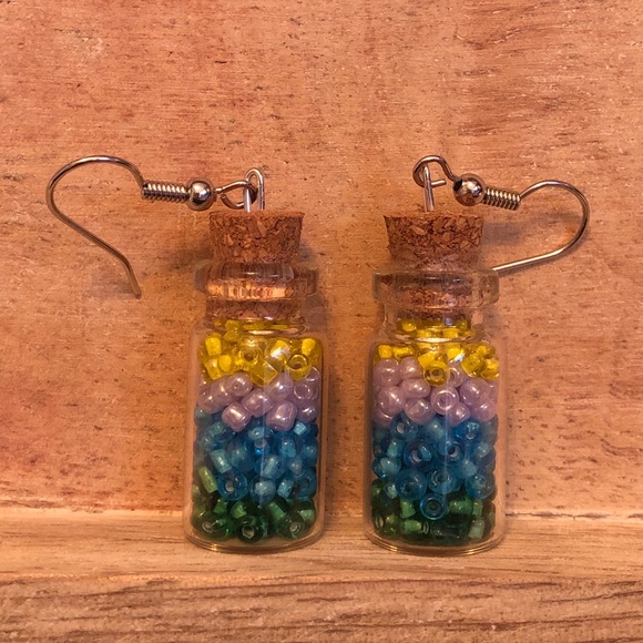 Glass Jar Bead Earrings - Picture 1 of 2